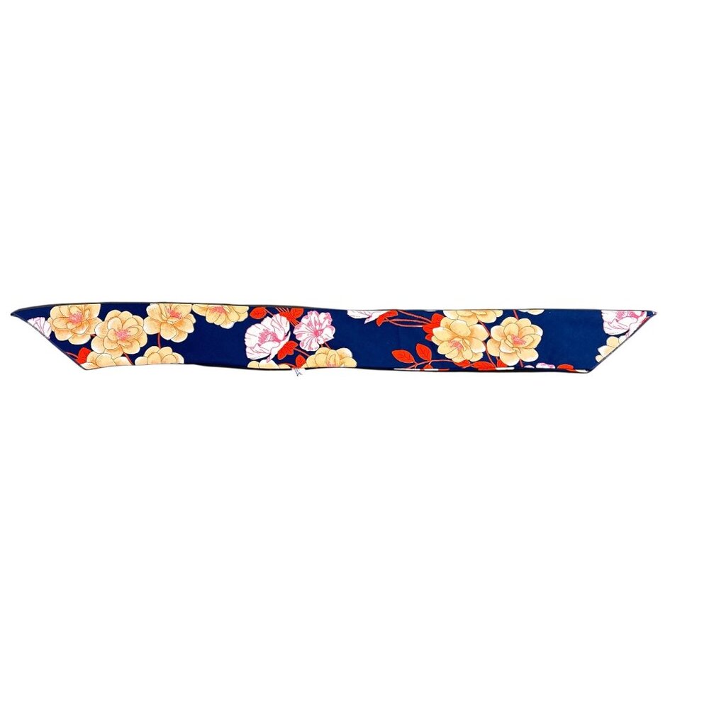 Vintage Floral Print Fabric Headband Navy Blue Pink Yellow Headwear Scarf